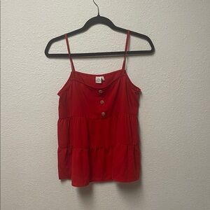 Red Buttoned Women's Top